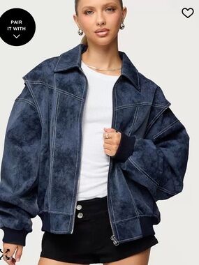 Edikted Women's Ownley Oversized Faux Leather Bomber Jacket